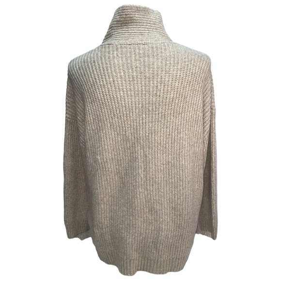 Talbots Shawl Collar Shaker Stitch Pullover Beige V-Neck Long Sleeve Sweater L - Picture 2 of 10